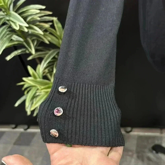 Madison + Hudson Knit,open front,mid length cardigan,silver button detail cuffs - Picture 3 of 11